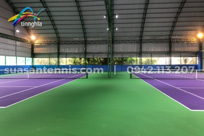 Thi công 2 sân tennis có mái che tại Phan Thiết