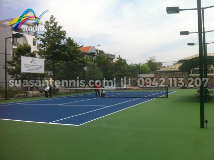 Thi công 2 sân tennis Cá Sấu Hoa Cà