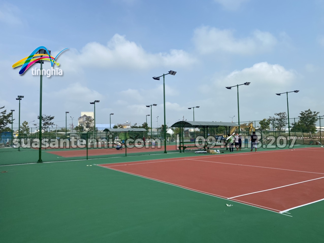 Tín Nghĩa sửa chữa 3 sân tennis bị làm sai quy trình ở Khu thể thao Huyện Hồng Ngự 6