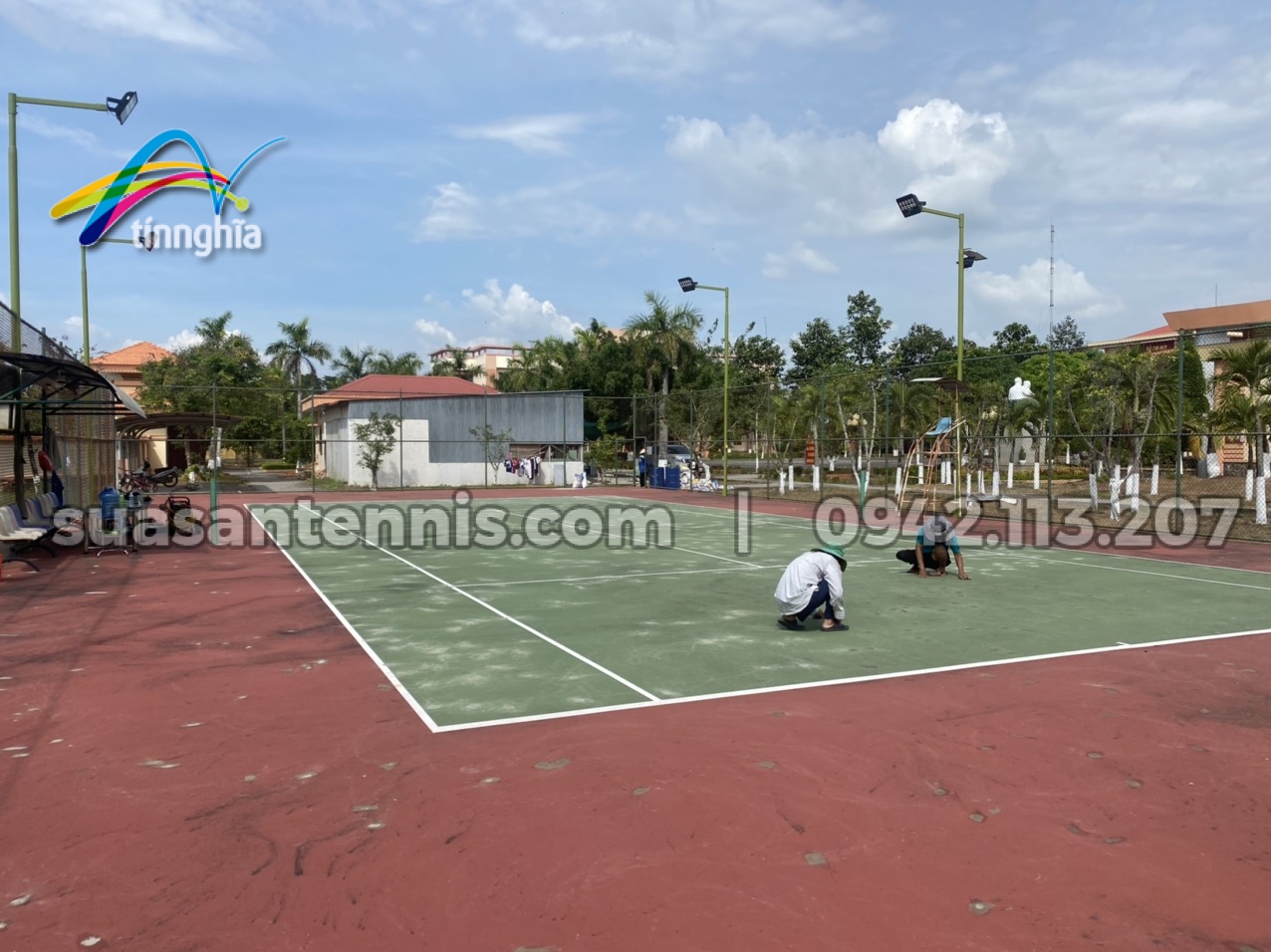 Tín Nghĩa sửa chữa sân tennis cho bộ tư lệnh biên phòng TP. Cao Lãnh