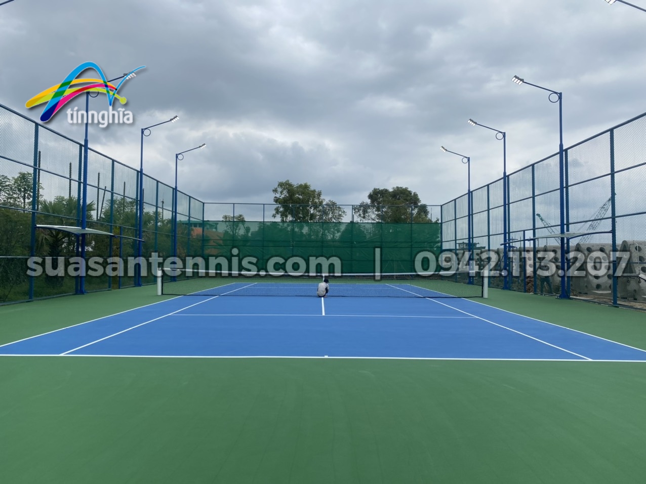 Thi công sân ten4nis tiêu chuẩn quốc tế cho công ty Việt Nhật, Mỹ Tho
